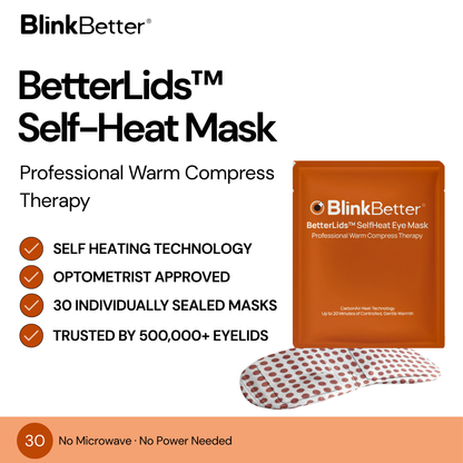 BetterLids Self-Heating Eye Mask - 30 Pack for Blepharitis, MGD, Styes & Puffy Eyes | Warm Compress Therapy