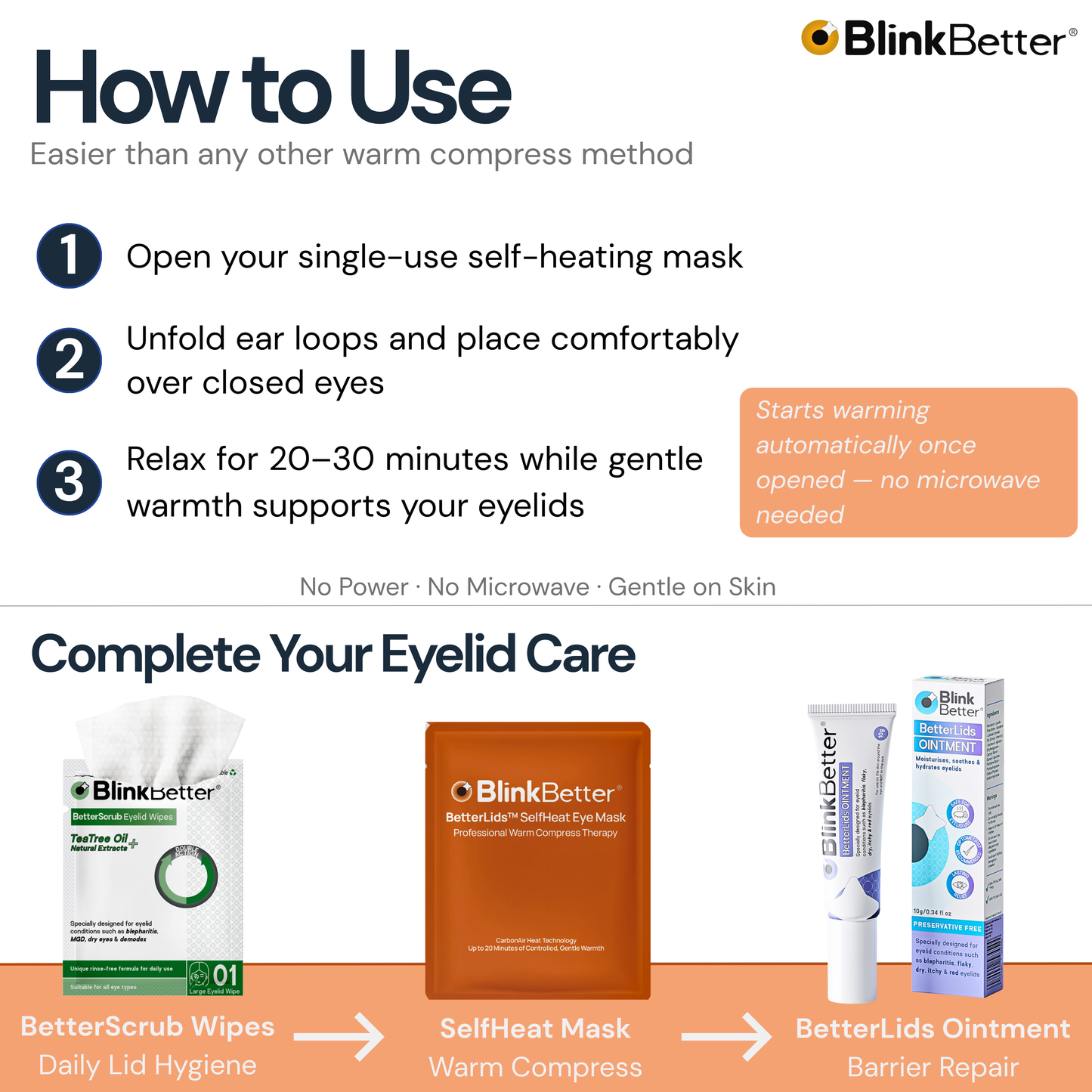 BetterLids Self-Heating Eye Mask - 30 Pack for Blepharitis, MGD, Styes & Puffy Eyes | Warm Compress Therapy