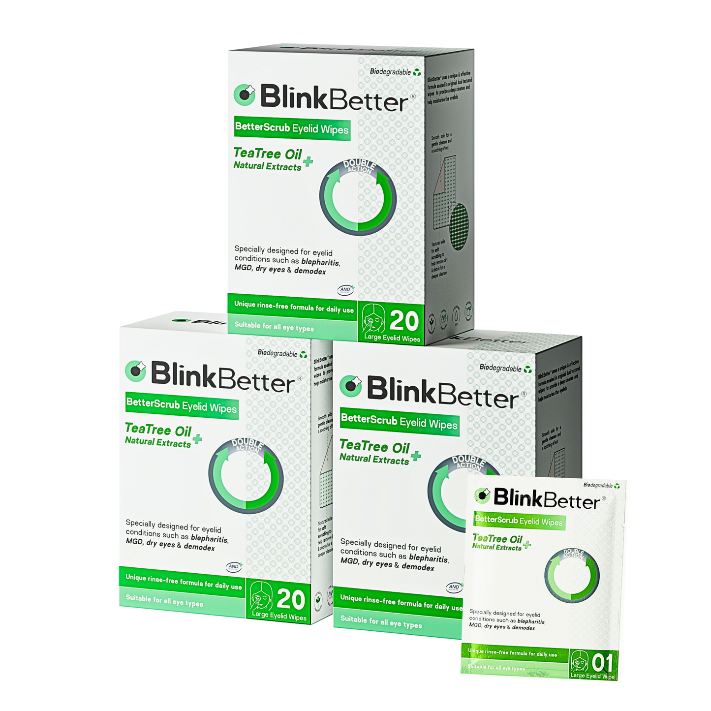 BetterScrub Eyelid Wipes - Blepharitis Relief (60 Pack, Value Size)