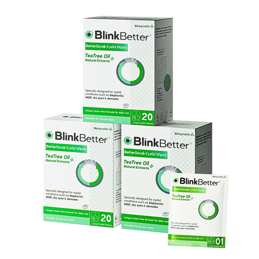 BetterScrub Eyelid Wipes - Blepharitis Relief (60 Pack, Value Size)