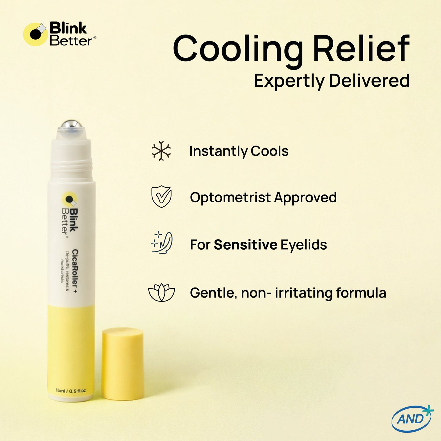 BetterLids CicaRoller+ - Cooling Relief for Puffy, Tired Eyes